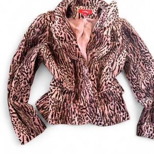 Vintage Pink Animal Leopard Print Blazer